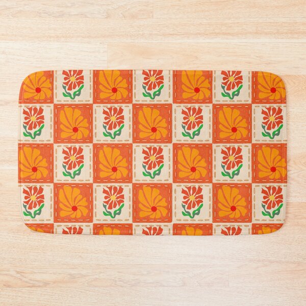 Item preview, Retro Checkered Pattern with Groovy Flowers designed and sold by shazdesign24.