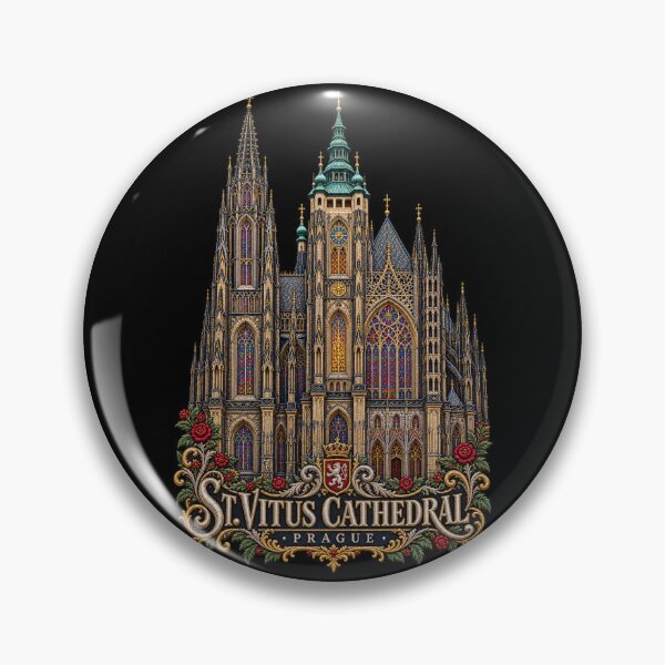 Item preview, St. Vitus Cathedral Prague Embroidered Gothic Architecture Art designed and sold by Emoji Emblems.