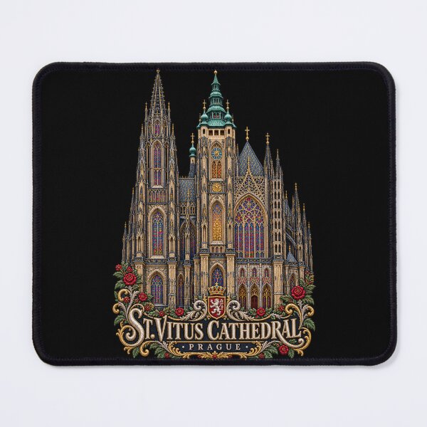 Item preview, St. Vitus Cathedral Prague Embroidered Gothic Architecture Art designed and sold by Emoji Emblems.