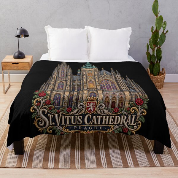 Item preview, St. Vitus Cathedral Prague Embroidered Gothic Architecture Art designed and sold by Emoji Emblems.