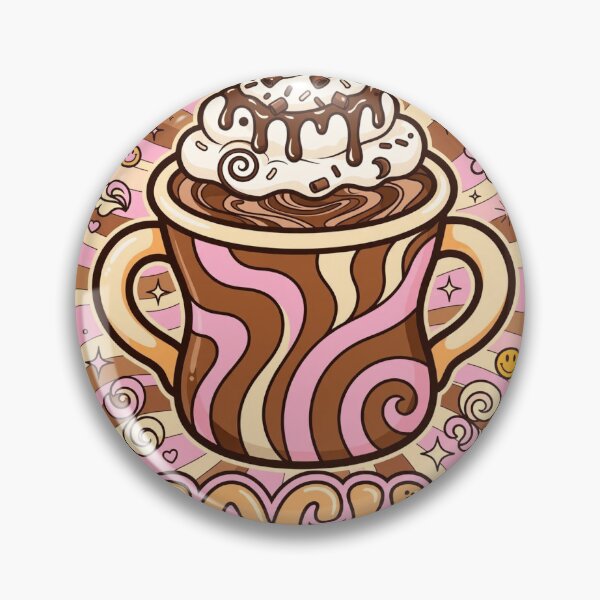 Item preview, Retro Kawaii Mocha – Gourmet Pink & Chocolate Coffee, 70s Style designed and sold by goodartpro7com.