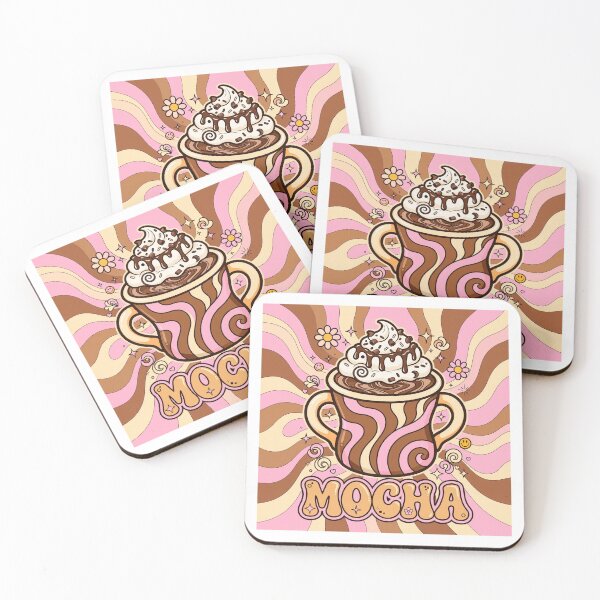 Item preview, Retro Kawaii Mocha – Gourmet Pink & Chocolate Coffee, 70s Style designed and sold by goodartpro7com.