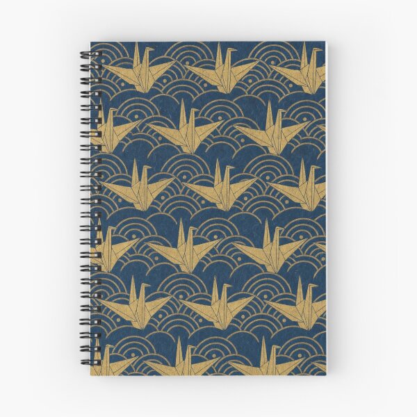 Item preview, Japanese Origami Crane & Seigaiha Wave Pattern – Navy and Gold designed and sold by vekotpu.
