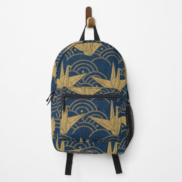 Item preview, Japanese Origami Crane & Seigaiha Wave Pattern – Navy and Gold designed and sold by vekotpu.