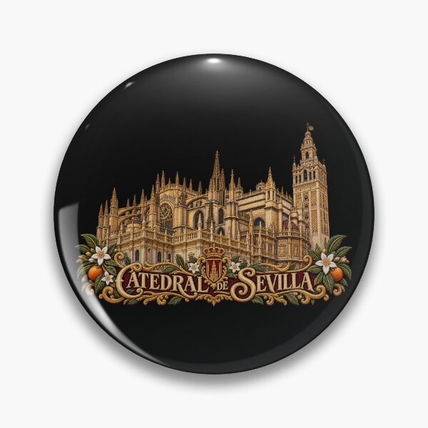 Item preview, Seville Cathedral Embroidered Gothic Architecture – Catedral de Sevilla Spain Art designed and sold by Emoji Emblems.