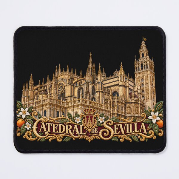 Item preview, Seville Cathedral Embroidered Gothic Architecture – Catedral de Sevilla Spain Art designed and sold by Emoji Emblems.