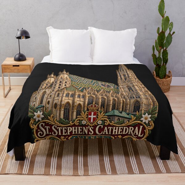 Item preview, St. Stephen’s Cathedral Vienna Embroidered Gothic Architecture Art designed and sold by Emoji Emblems.
