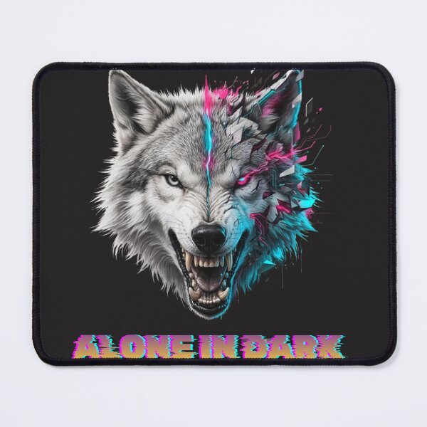 Item preview, Cyber Wolf Alone In The Dark - Neon Cyberpunk Streetwear designed and sold by wyzin39.