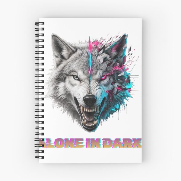 Item preview, Cyber Wolf Alone In The Dark - Neon Cyberpunk Streetwear designed and sold by wyzin39.