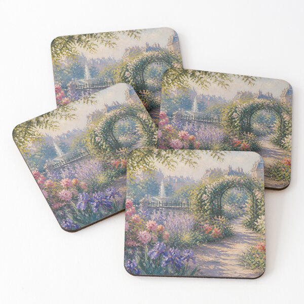Item preview, Impressionist Paris Rose Garden Archway Landscape Oil Painting Wall Art designed and sold by Wandered North.