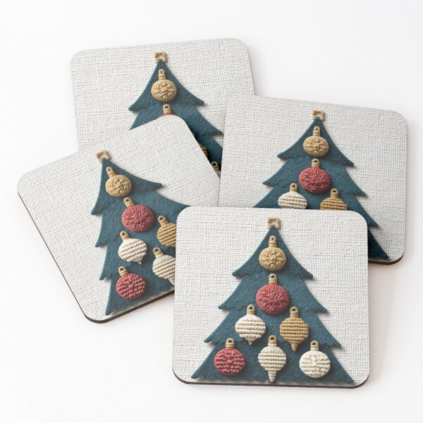 Item preview, Festive Christmas Tree with Knit Ornaments Art designed and sold by colorful-white.