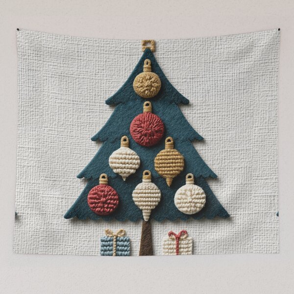 Item preview, Festive Christmas Tree with Knit Ornaments Art designed and sold by colorful-white.