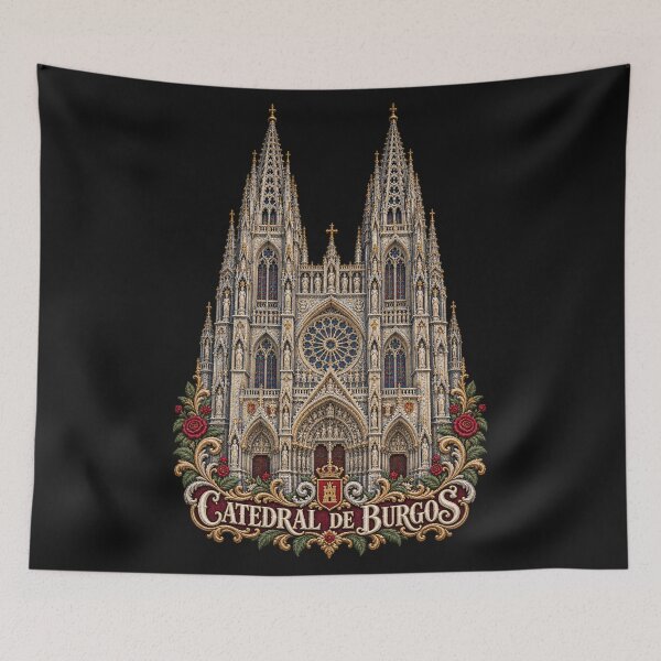Item preview, Burgos Cathedral Embroidered Gothic Architecture – Catedral de Burgos Spain Art designed and sold by Emoji Emblems.