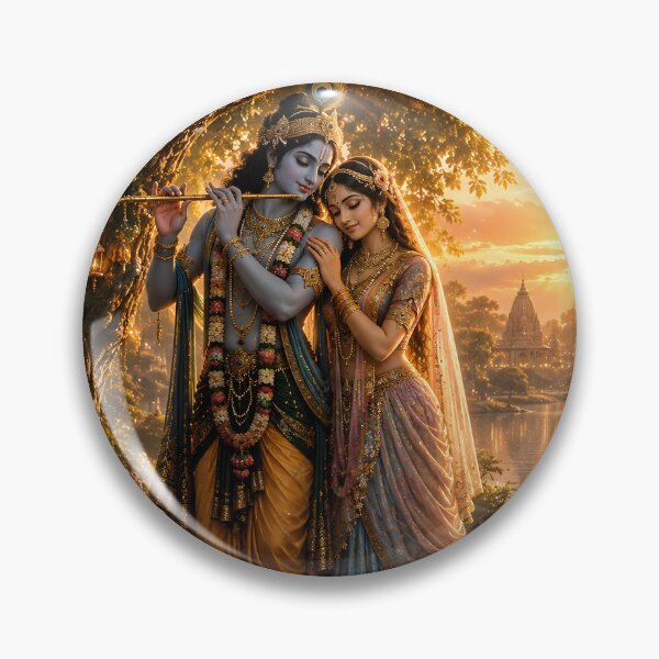 Item preview, Radha Krishna Under Kadamba Tree – Vrindavan Sunset designed and sold by BlueStar45.