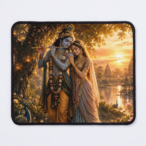 Item preview, Radha Krishna Under Kadamba Tree – Vrindavan Sunset designed and sold by BlueStar45.