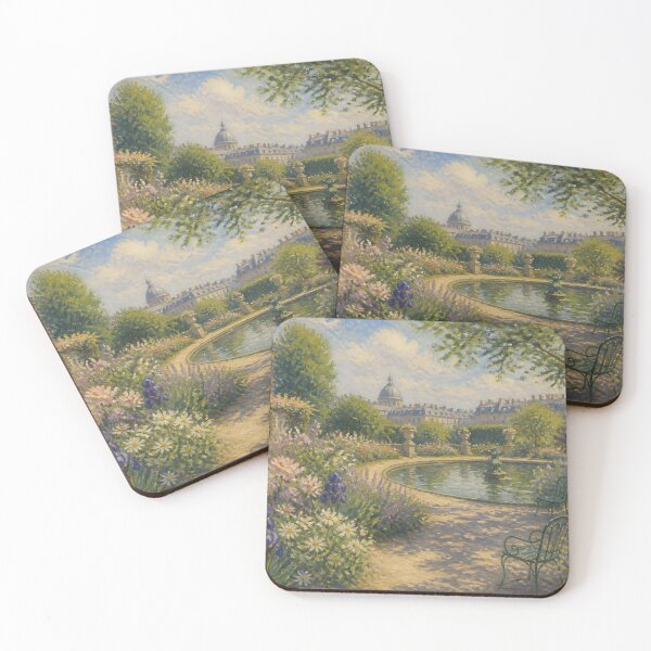 Item preview, Impressionist French Garden Pond and Parisian Dome Oil Painting Wall Art designed and sold by Wandered North.
