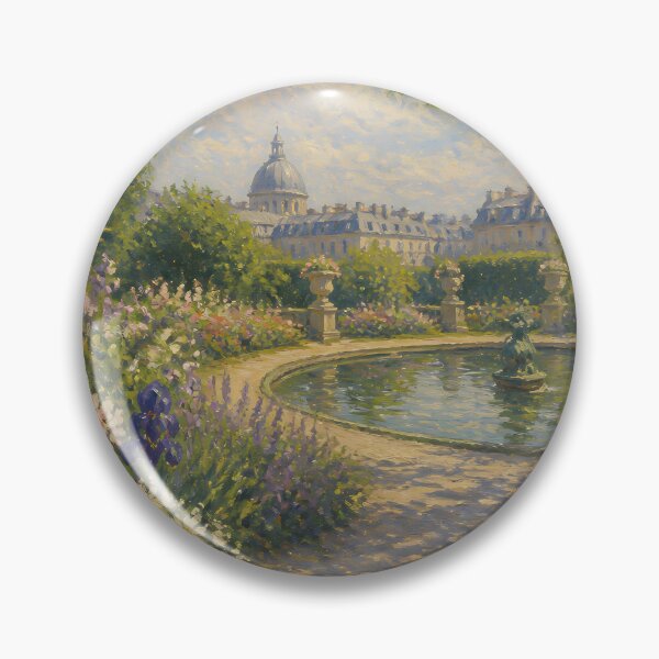 Item preview, Impressionist French Garden Pond and Parisian Dome Oil Painting Wall Art designed and sold by Wandered North.