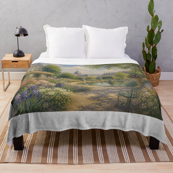 Item preview, Impressionist French Garden Pond and Parisian Dome Oil Painting Wall Art designed and sold by Wandered North.