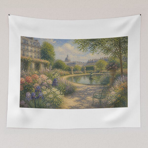 Item preview, Impressionist French Garden Pond and Parisian Dome Oil Painting Wall Art designed and sold by Wandered North.