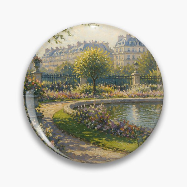 Item preview, Monet Inspired Sunlit Paris Garden Pond Fine Art Oil Painting Poster designed and sold by Wandered North.