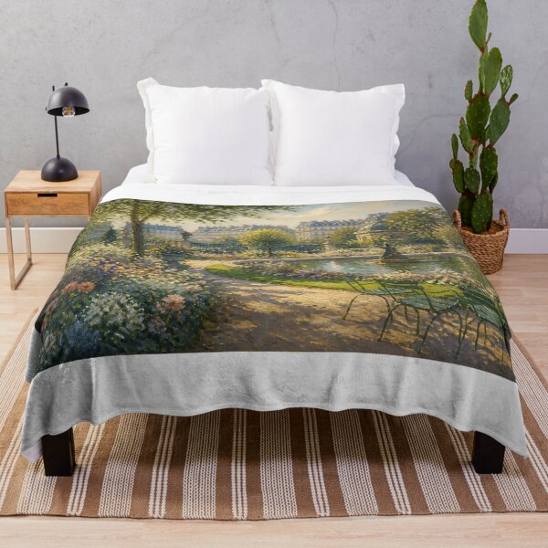 Item preview, Monet Inspired Sunlit Paris Garden Pond Fine Art Oil Painting Poster designed and sold by Wandered North.
