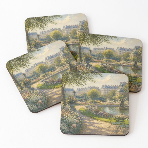 Item preview, Monet Inspired Sunlit Paris Garden Pond Fine Art Oil Painting Poster designed and sold by Wandered North.