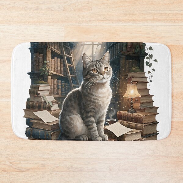 Item preview, Cat Among Old Books designed and sold by Neural-canvas.
