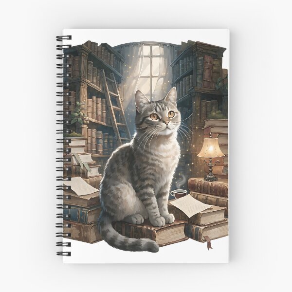 Artikelvorschau, Katze zwischen alten Büchern entworfen und verkauft von Neural-canvas.
