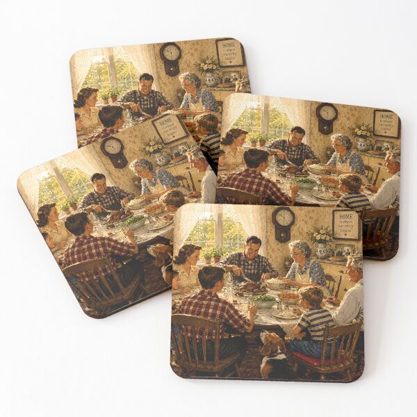 Item preview, Vintage Family Dinner Sunday Meal Americana Art designed and sold by PuzzlingRooster.