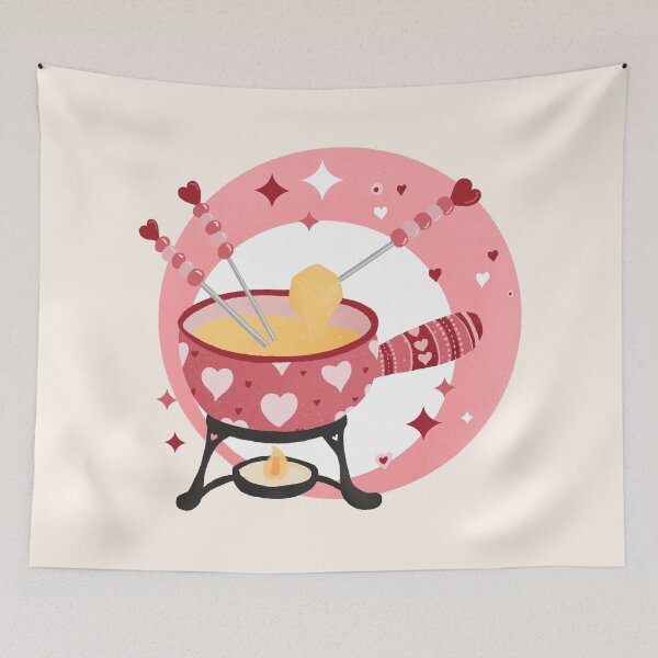 Item preview, Swiss Cheese Fondue Love - pink retro bubble badge designed and sold by Home Cyn Home.