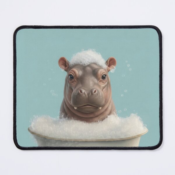 Item preview, Baby Hippo Bubble Bath Cute Nursery Bathroom Wall Art designed and sold by LazyOwlStore.