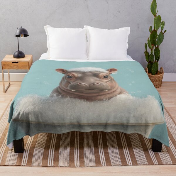 Item preview, Baby Hippo Bubble Bath Cute Nursery Bathroom Wall Art designed and sold by LazyOwlStore.