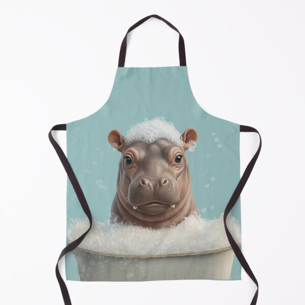 Item preview, Baby Hippo Bubble Bath Cute Nursery Bathroom Wall Art designed and sold by LazyOwlStore.