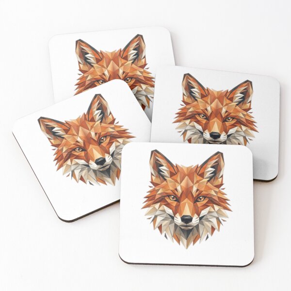 Item preview, Geometric Red Fox Head - Low Poly Animal Art designed and sold by cutbeastfactory.