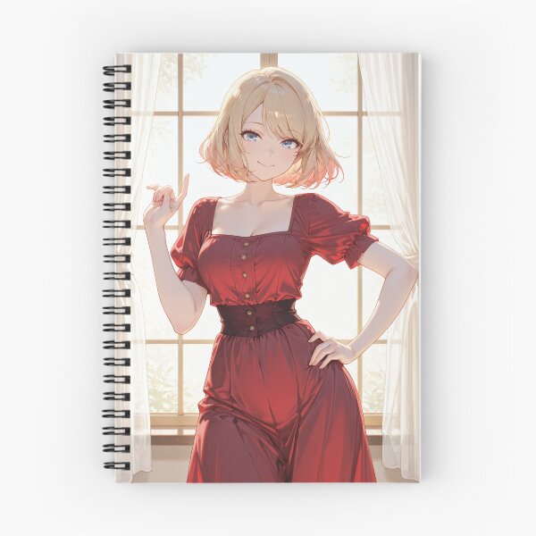 Item preview, Ruby Hello – Cheerful Blonde in a Red Dress designed and sold by SEIMEI2025.