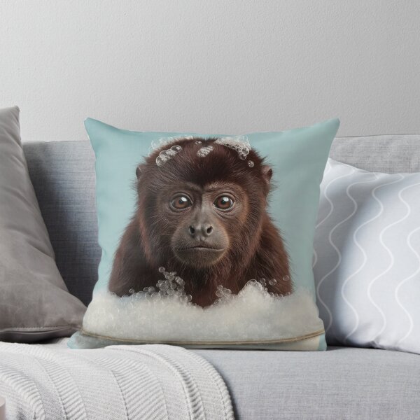 Item preview, Baby Howler Monkey Bubble Bath Cute Nursery Bathroom Wall Art designed and sold by LazyOwlStore.