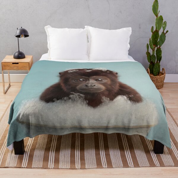 Item preview, Baby Howler Monkey Bubble Bath Cute Nursery Bathroom Wall Art designed and sold by LazyOwlStore.