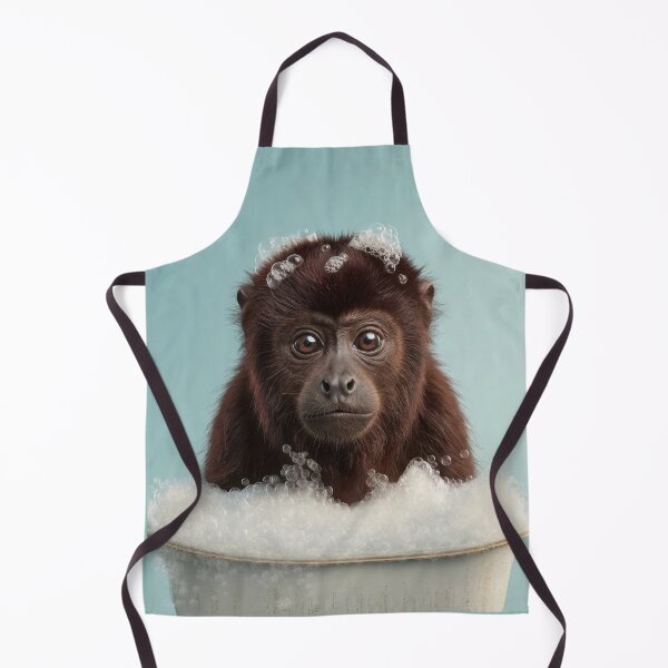 Item preview, Baby Howler Monkey Bubble Bath Cute Nursery Bathroom Wall Art designed and sold by LazyOwlStore.
