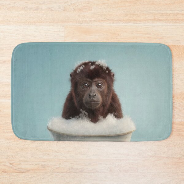 Item preview, Baby Howler Monkey Bubble Bath Cute Nursery Bathroom Wall Art designed and sold by LazyOwlStore.