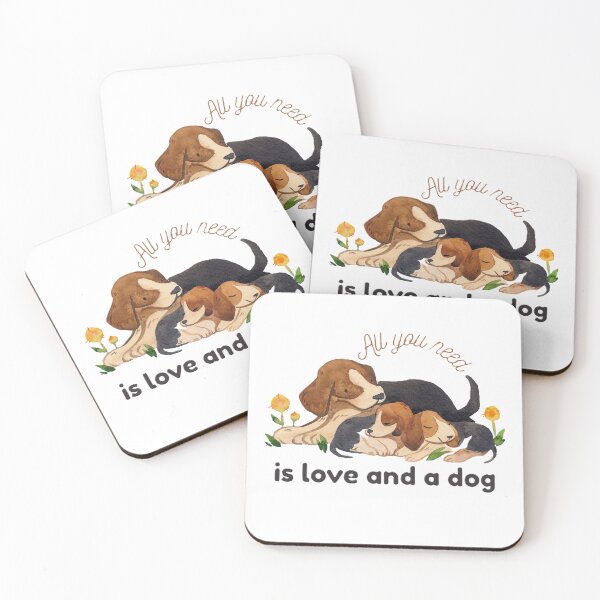 Item preview, Cute Watercolor Sleeping Beagle Puppies with Mother Dog Cozy Animal Art designed and sold by Cuties bb.