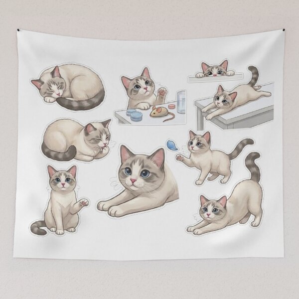 Item preview, Cute Kawaii Kitten Daily Life Sticker Sheet designed and sold by PetalsPaws.