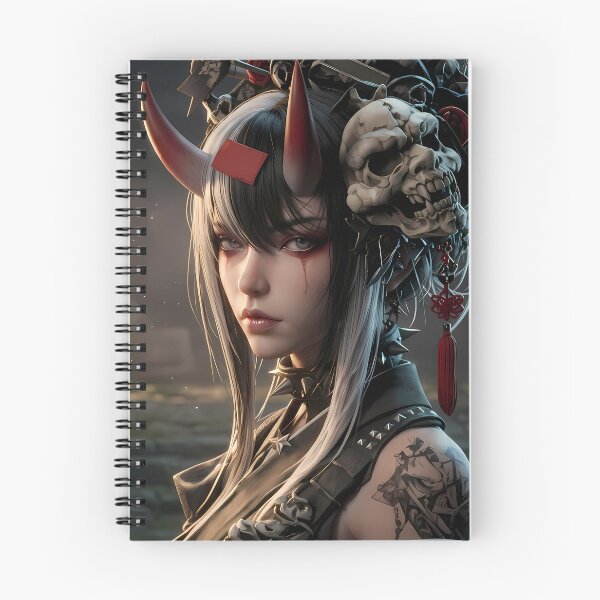 Item preview, Cyberpunk Oni Demon Girl Neon City designed and sold by GalleryBrisArt.