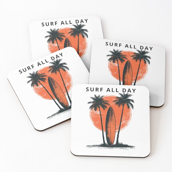 Item preview, Vintage Surfboard and Palm Trees Retro Sunset Art designed and sold by TrendyGalaxy.