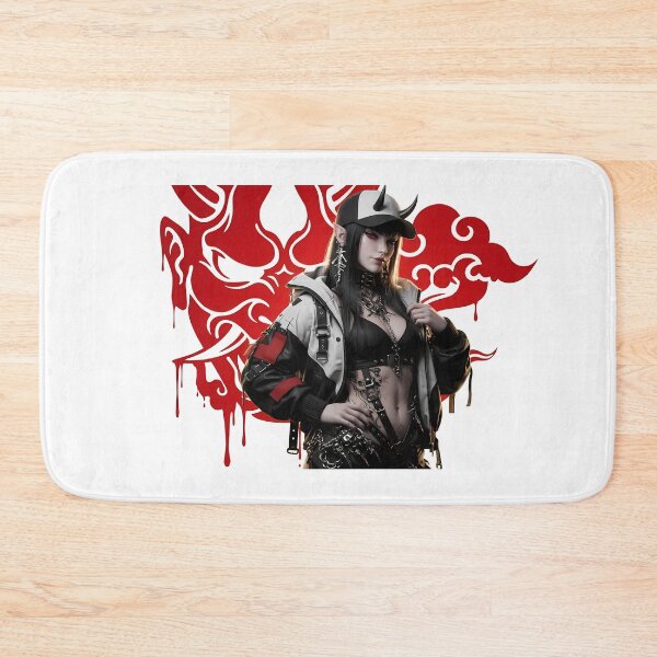 Item preview, Streetwear Oni Demon Girl Red Mask designed and sold by GalleryBrisArt.