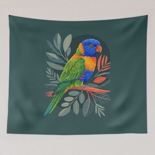 Item preview, Modern Folklore Rainbow Lorikeet – Stylised Australian Botanical Bird Art designed and sold by Wennebabs.