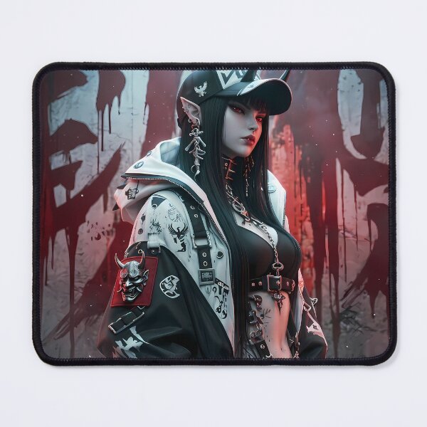 Item preview, Streetwear Oni Demon Girl Red Mask designed and sold by GalleryBrisArt.