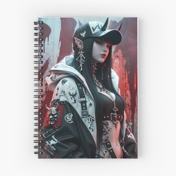Item preview, Streetwear Oni Demon Girl Red Mask designed and sold by GalleryBrisArt.