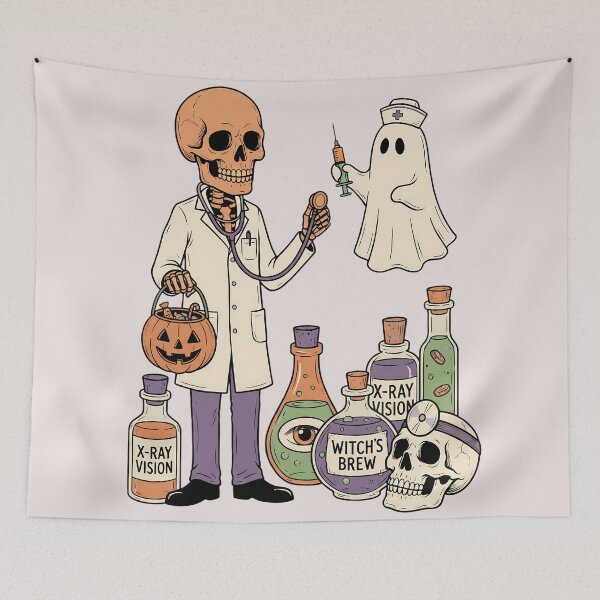Item preview, Skeleton Doctor Ghost Nurse Halloween Medical designed and sold by DarkOriginArts.