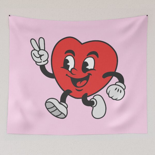 Item preview, Retro Heart Cartoon Character with Peace Sign. Cute Heart Vintage Comic Style. Cool Design. designed and sold by thailerd.