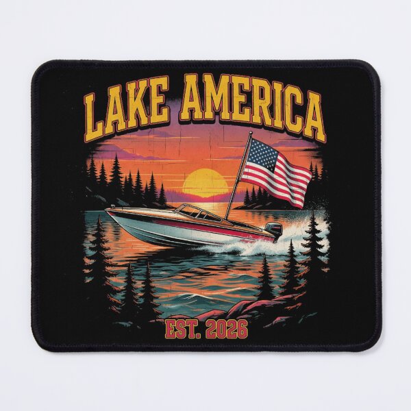 Item preview, Lake America Est 2026 Speedboat American Flag Sunset designed and sold by CF_VintageDesign.